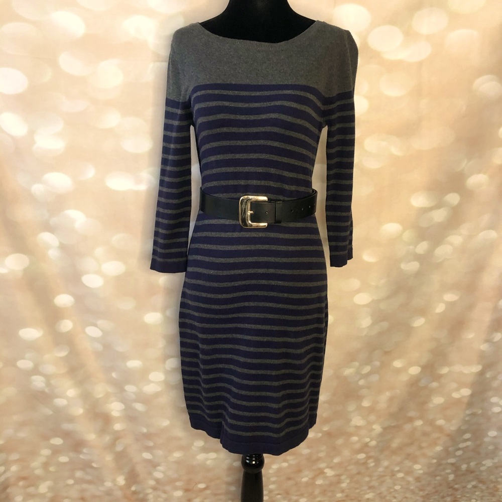 Striped dress in gray and blue, Banana Republic